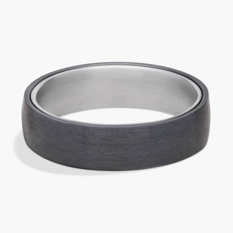 Matte Wedding Ring in Black Titanium and Tantalum (6.5mm)