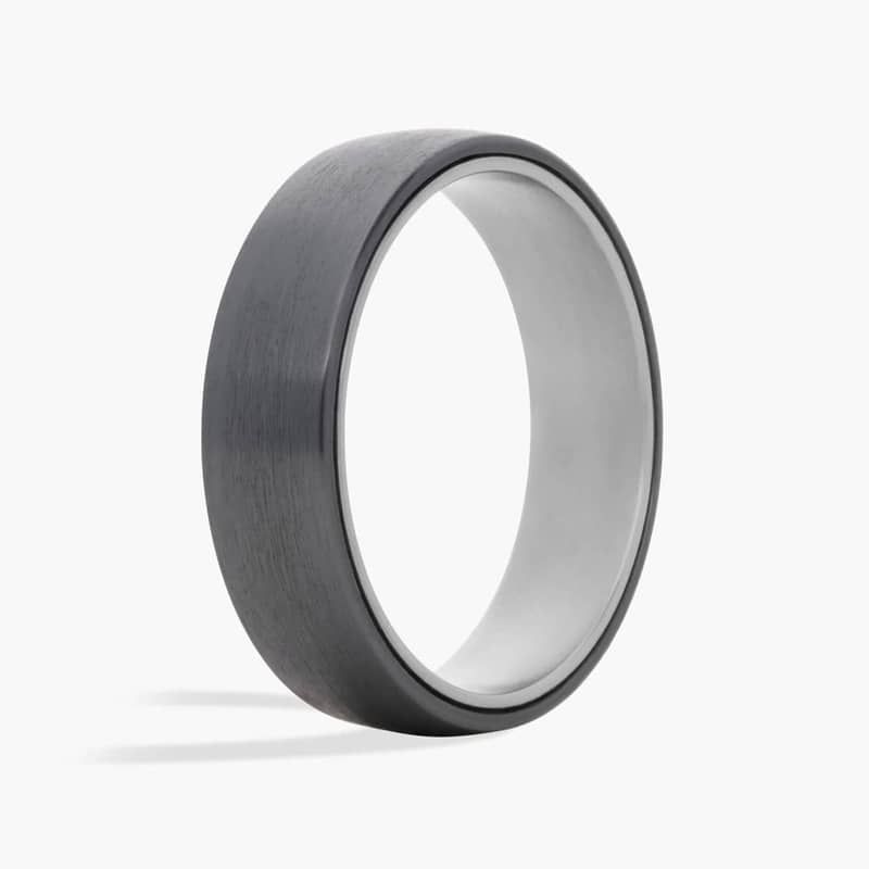 Matte Wedding Ring in Black Titanium and Tantalum (6.5mm)