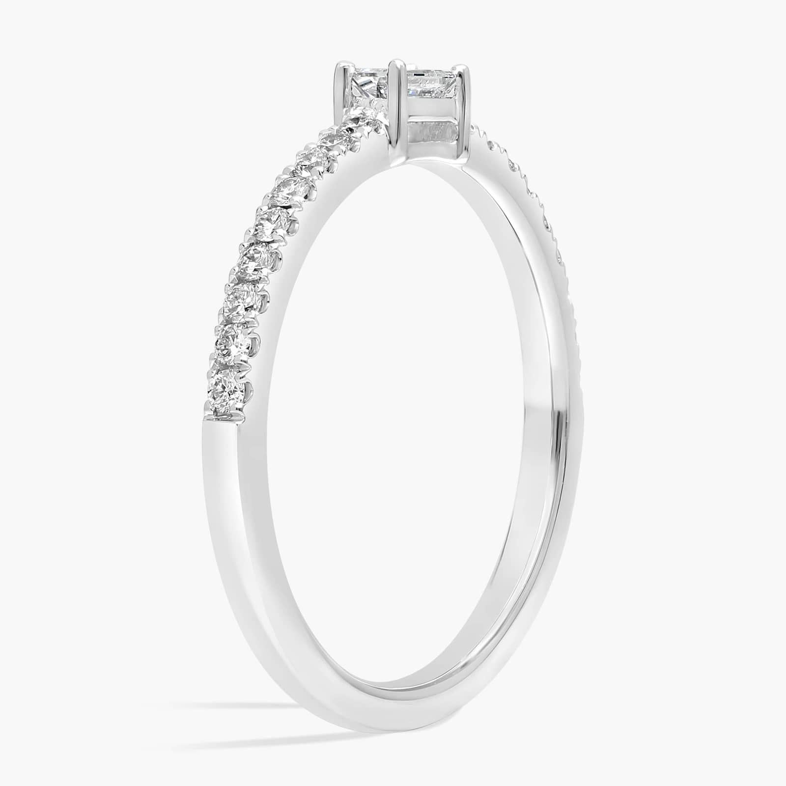 Diamond Pavé and Baguette Stacking Ring in 14k White Gold (1/4 ct. tw.)