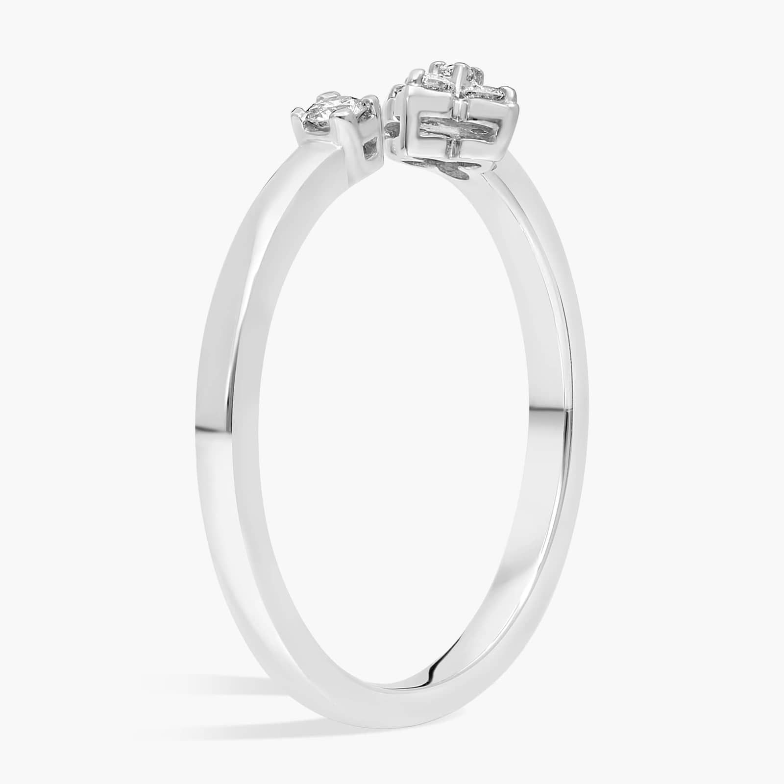 Mini Diamond Open Floral Stackable Fashion Ring in 14k White Gold (1/10 ct. tw.)