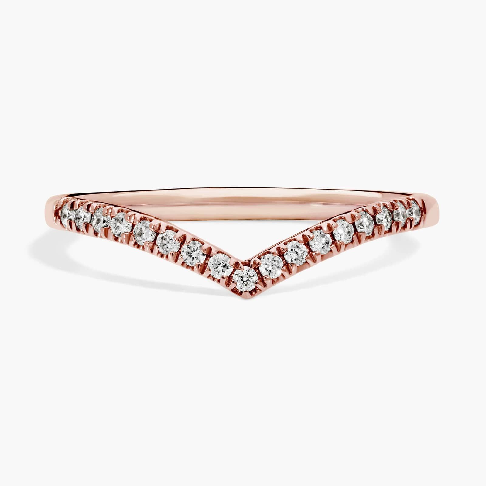 Diamond Chevron Stackable Fashion Ring in 14k Rose Gold (1/10 ct. tw.)