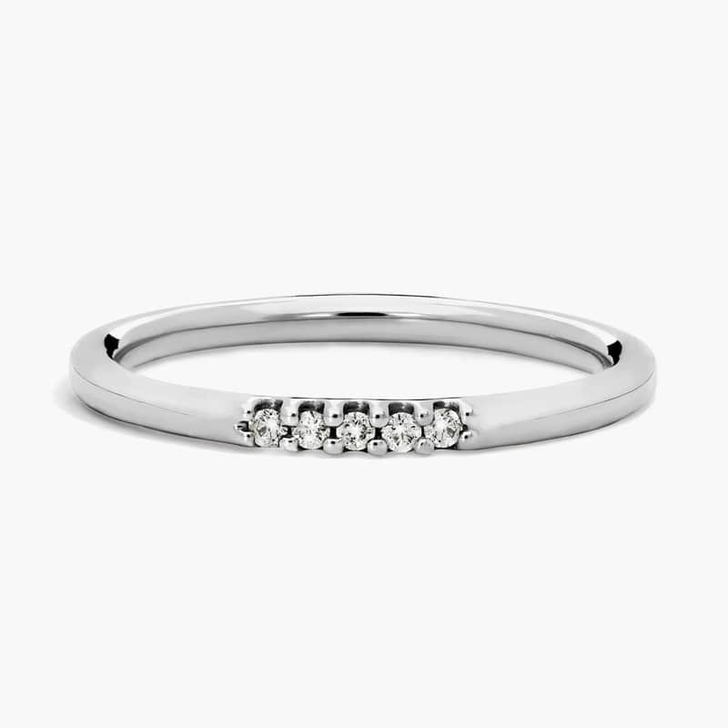 Ultra Mini Diamond Pavé Stackable Fashion Ring in 14k White Gold