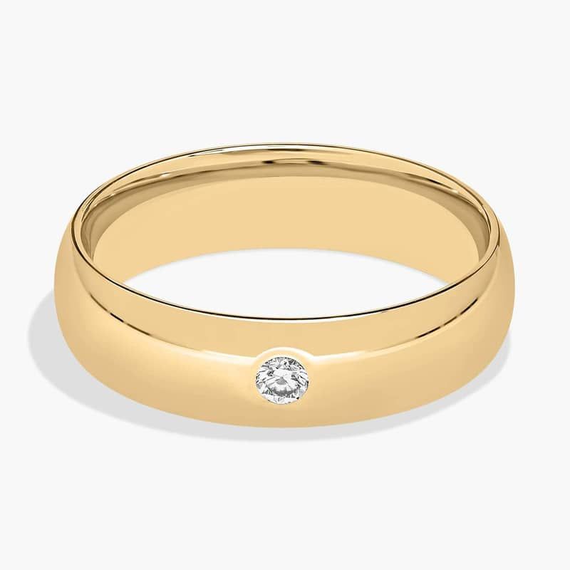 Single Diamond Comfort Fit Wedding Ring in 14k Yellow Gold (6 mm, 0.07 ct. tw.)