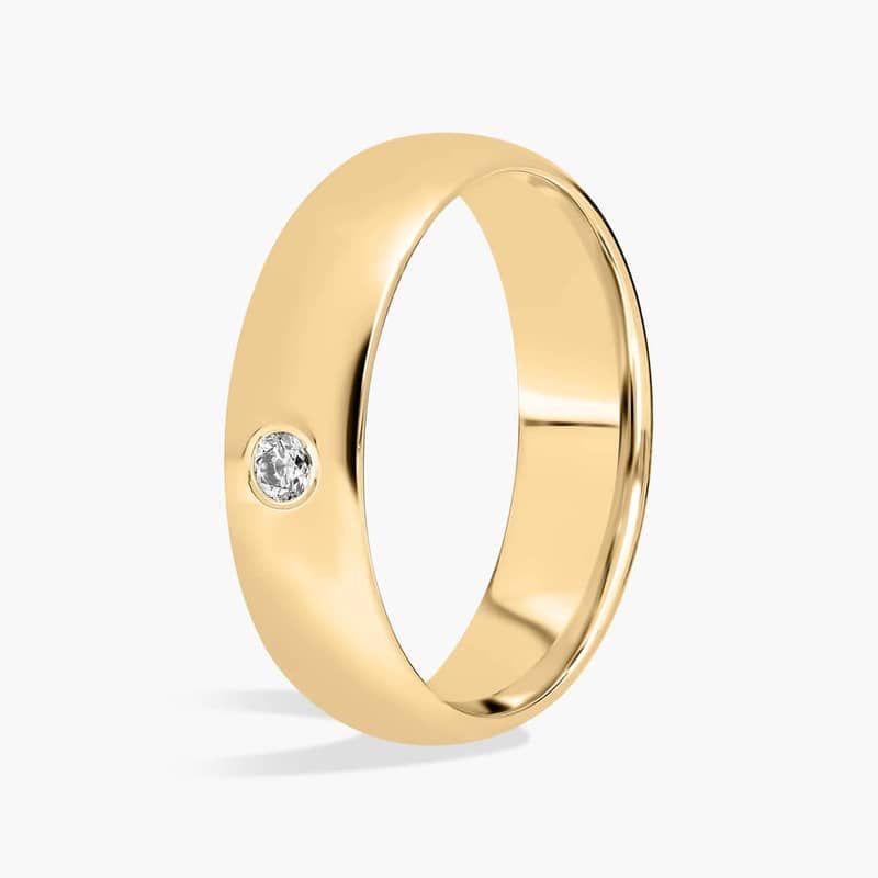 Single Diamond Comfort Fit Wedding Ring in 14k Yellow Gold (6 mm, 0.07 ct. tw.)