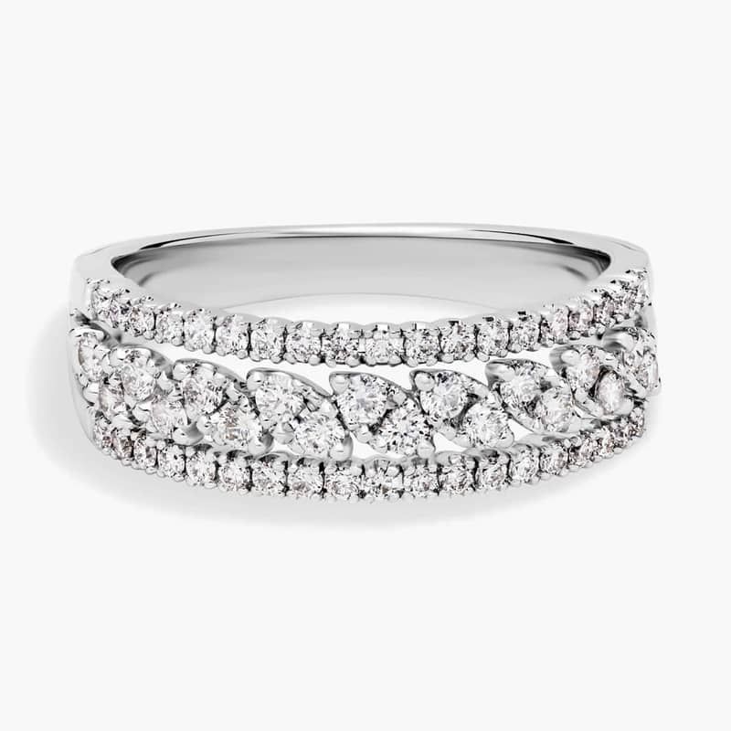 Diamond Triple-Row Marquise-Shaped Fashion Ring in 14k White Gold (1/2 ct. tw.)