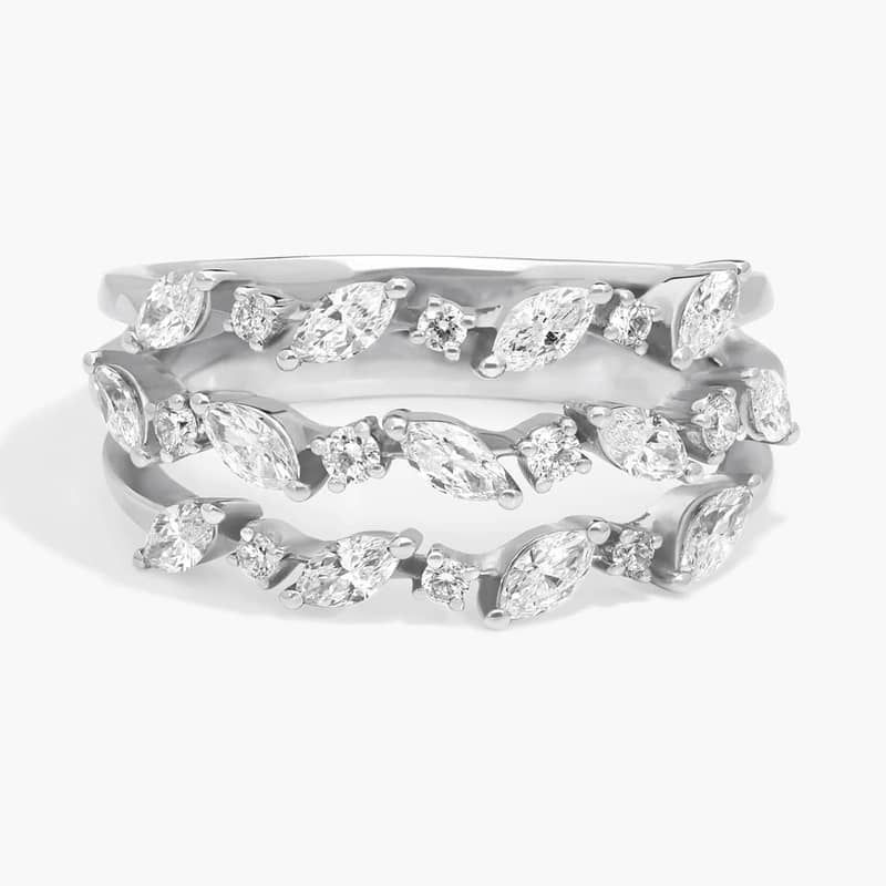 Diamond Triple Row Marquise Vine Fashion Ring in 14k White Gold (1 ct. tw.)