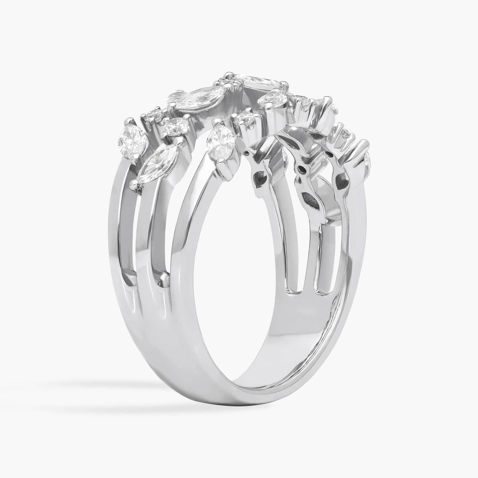 Diamond Triple Row Marquise Vine Fashion Ring in 14k White Gold (1 ct. tw.)