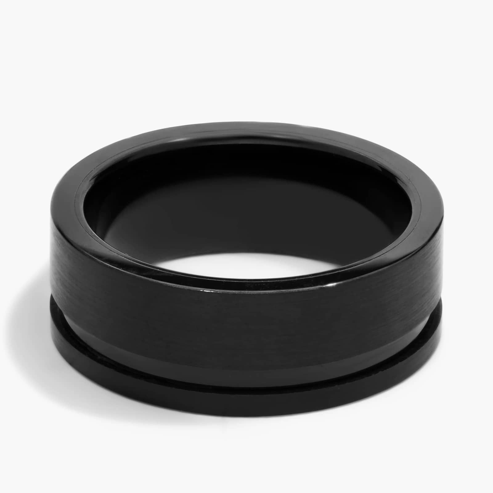 Asymmetrical Black Engraved Wedding Ring in Tungsten (8mm)