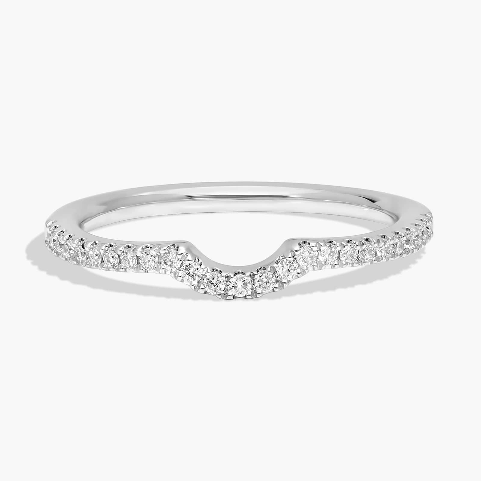 Curved Pavé Diamond Wedding Ring in Platinum (1/6 ct. tw.)