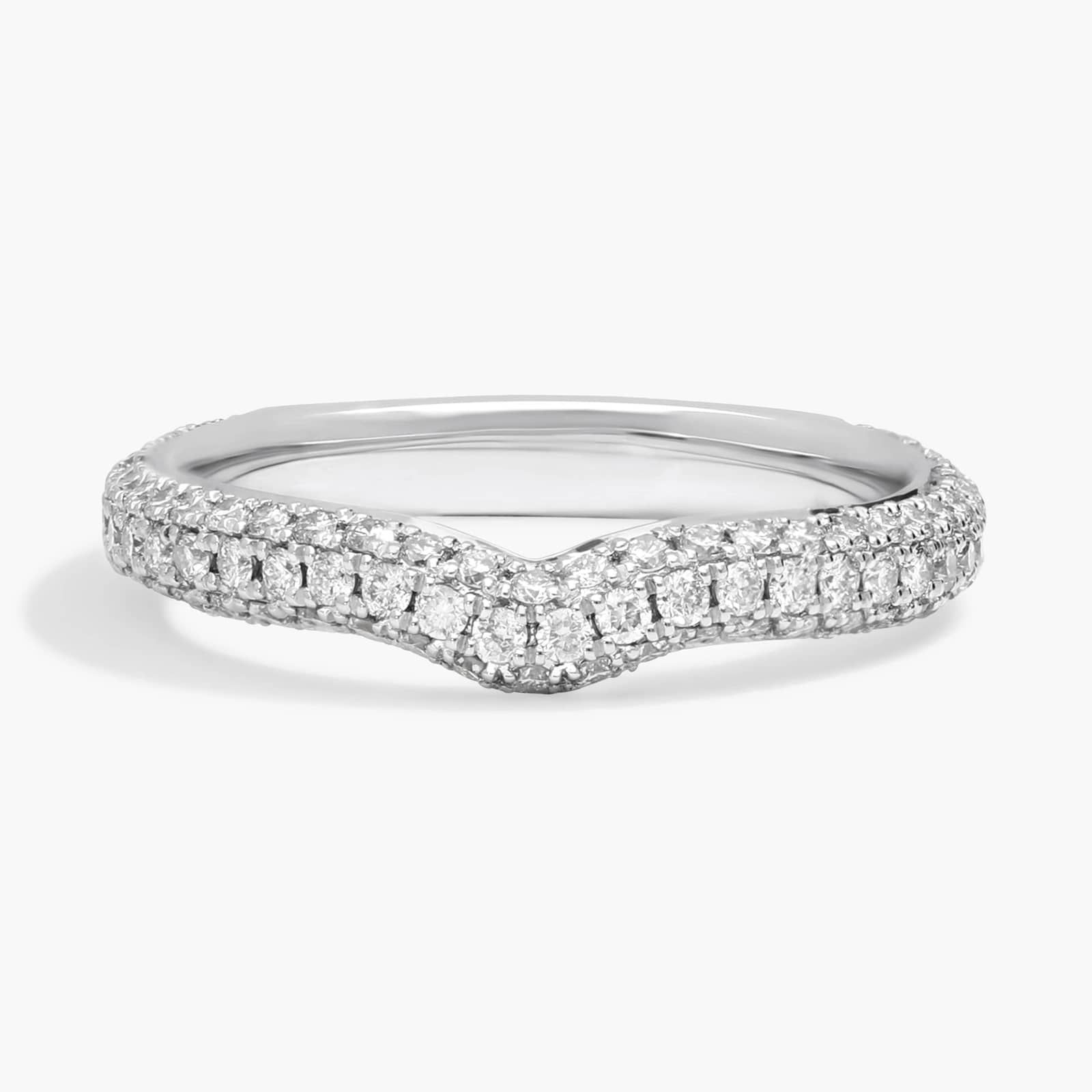 Curved MicroPavé Rollover Diamond Anniversary Ring in 14k White Gold (5/8 ct. tw.)