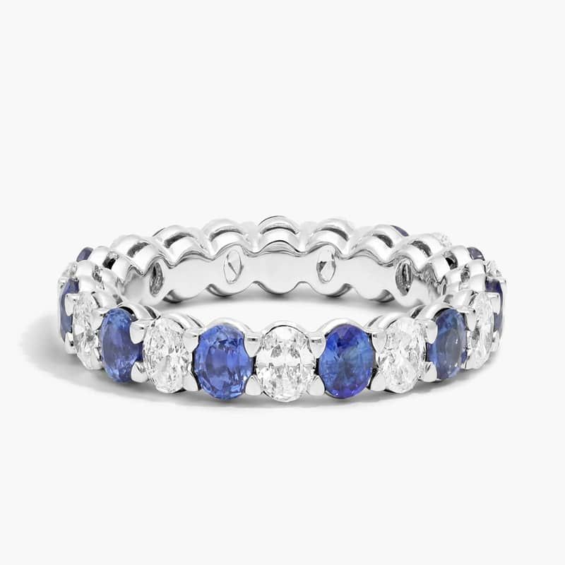 Blue Nile Studio Seamless Alternating Oval Cut Diamond and Sapphire Eternity Ring in Platinum- G/VS2 (1 1/2 ct. tw.)