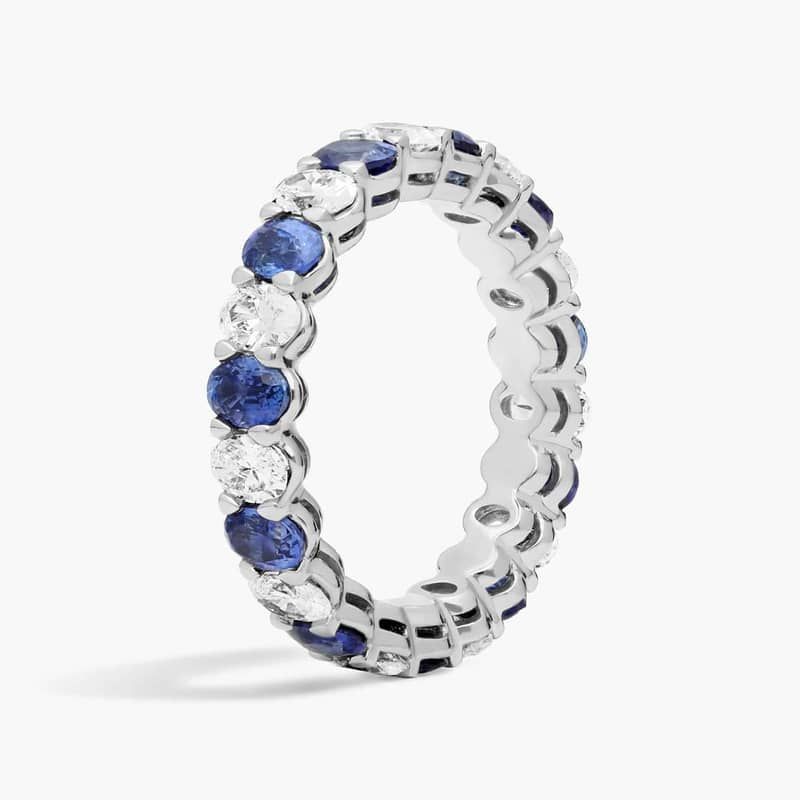 Blue Nile Studio Seamless Alternating Oval Cut Diamond and Sapphire Eternity Ring in Platinum- G/VS2 (1 1/2 ct. tw.)