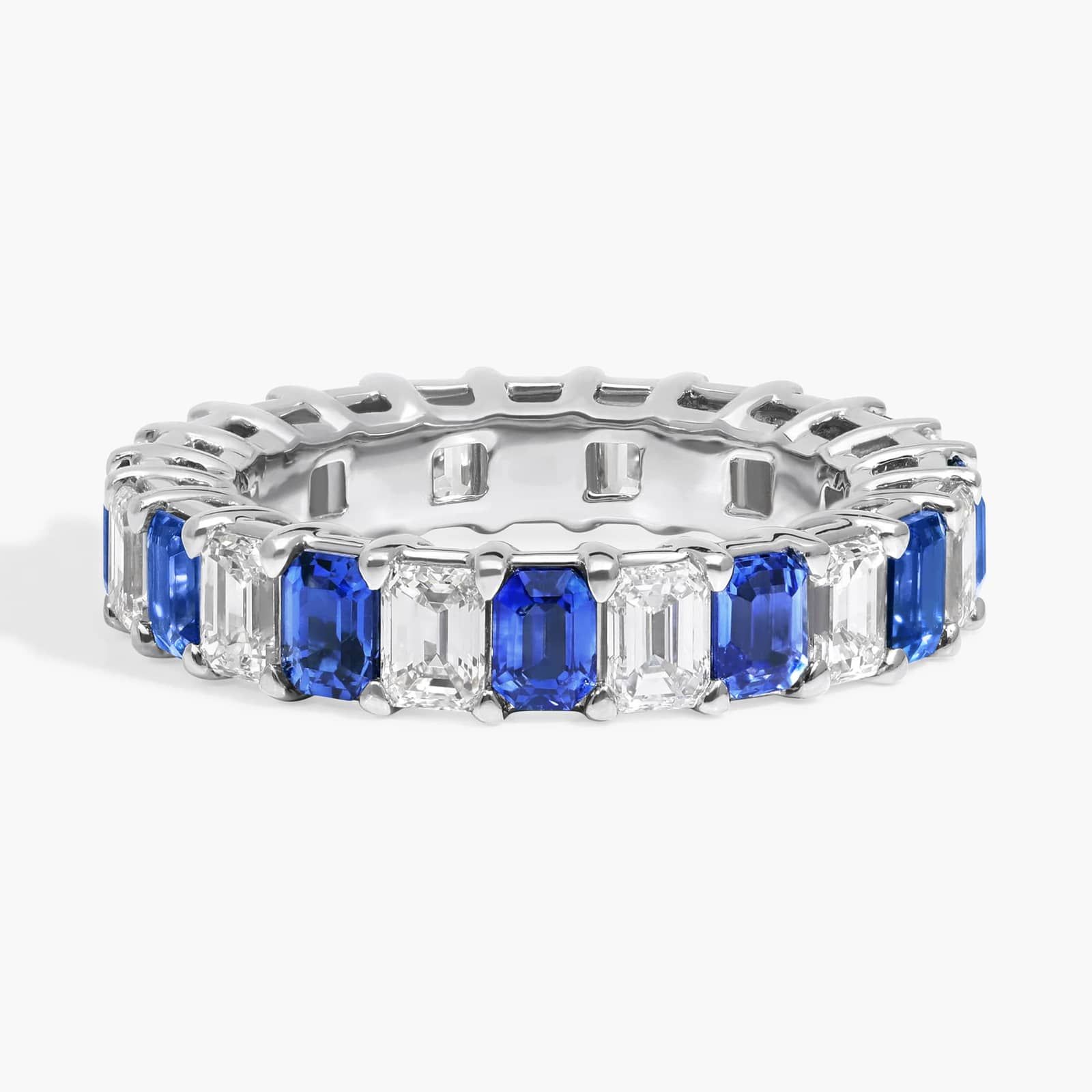Blue Nile Studio Seamless Sapphire and Diamond Emerald-Cut Eternity Ring in Platinum- G/VS2 (2 1/2 ct. tw.)