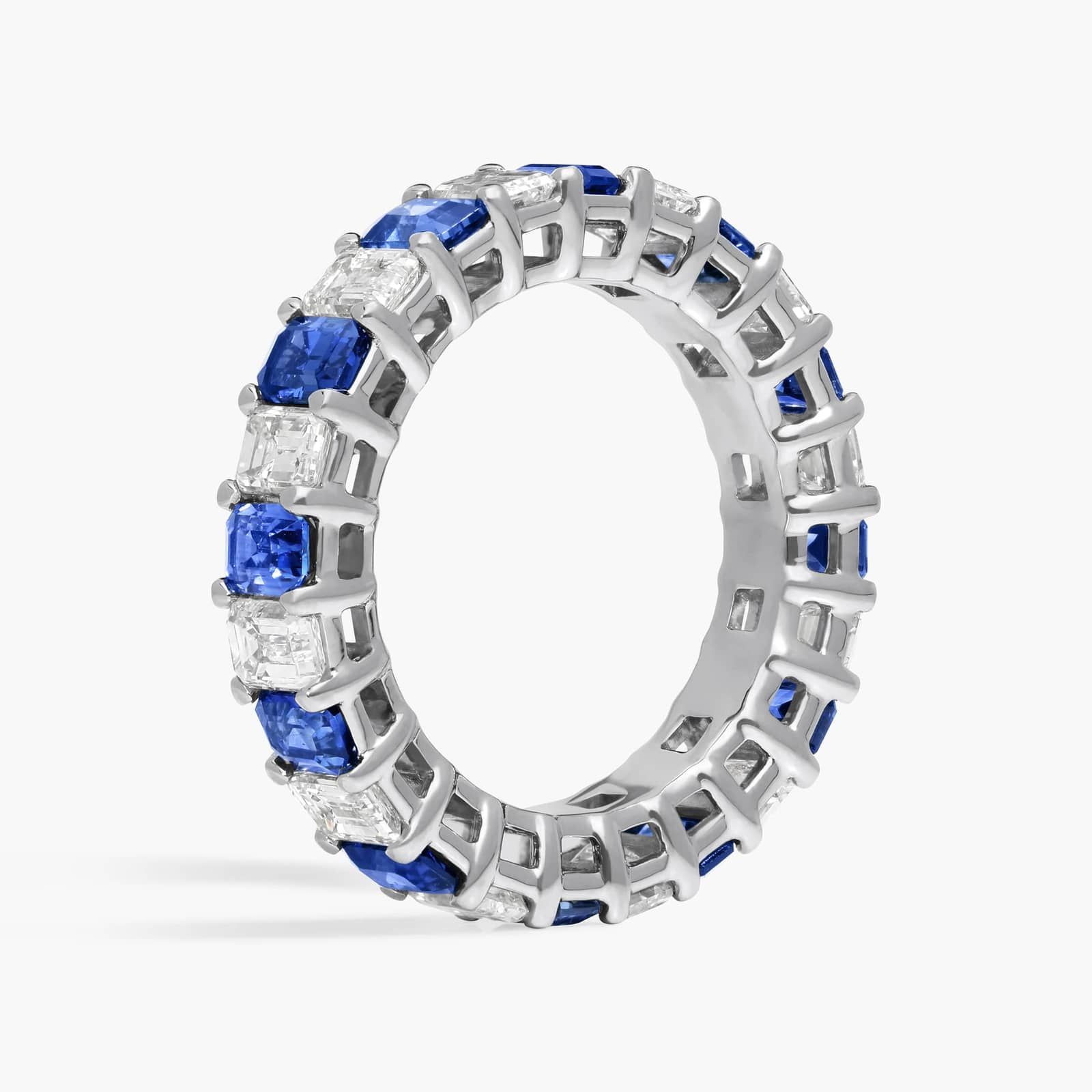 Blue Nile Studio Seamless Sapphire and Diamond Emerald-Cut Eternity Ring in Platinum- G/VS2 (2 1/2 ct. tw.)