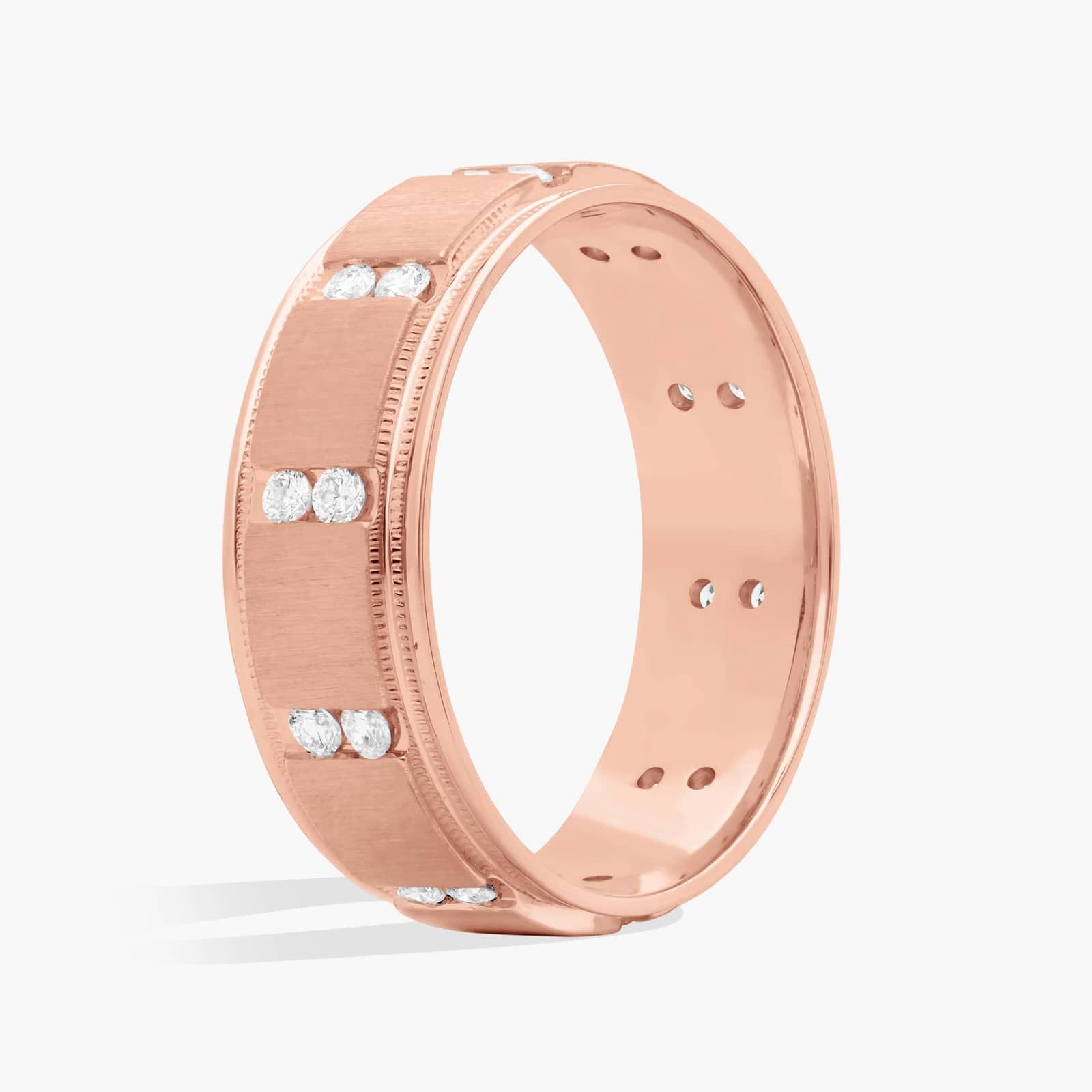 Milgrain Vertical Row Diamond Eternity Ring in 14K Rose Gold (7 mm, 3/8 ct. tw.)