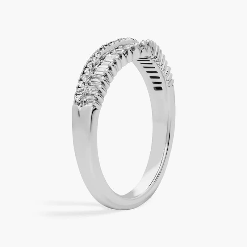 ZAC ZAC POSEN Baguette & Pavé Diamond Crown Curved Wedding Ring in 14k White Gold (4 mm, 3/8 ct. tw.)