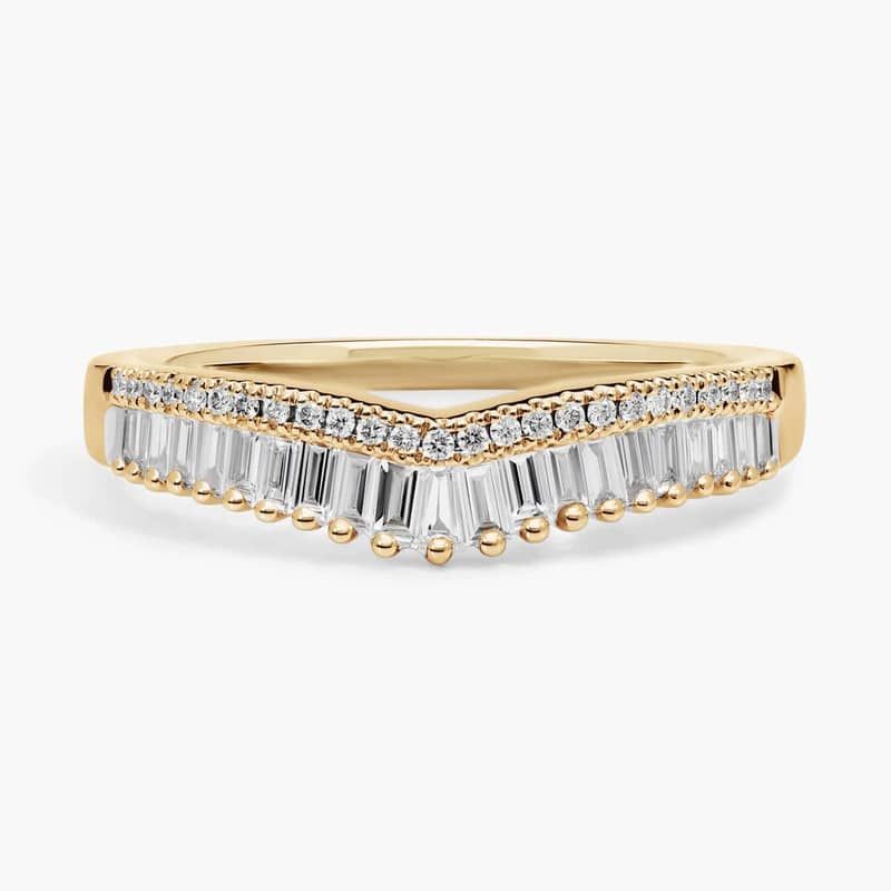 ZAC ZAC POSEN Baguette & Pavé Diamond Crown Curved Wedding Ring in 14k Yellow Gold (2 mm, 3/8 ct. tw.)