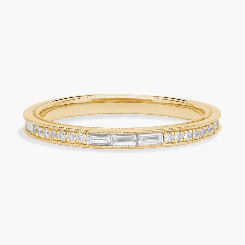 ZAC ZAC POSEN Baguette & Round Diamond Milgrain Edge Eternity Wedding Ring in 14k Yellow Gold (2 mm, 1/2 ct. tw.)