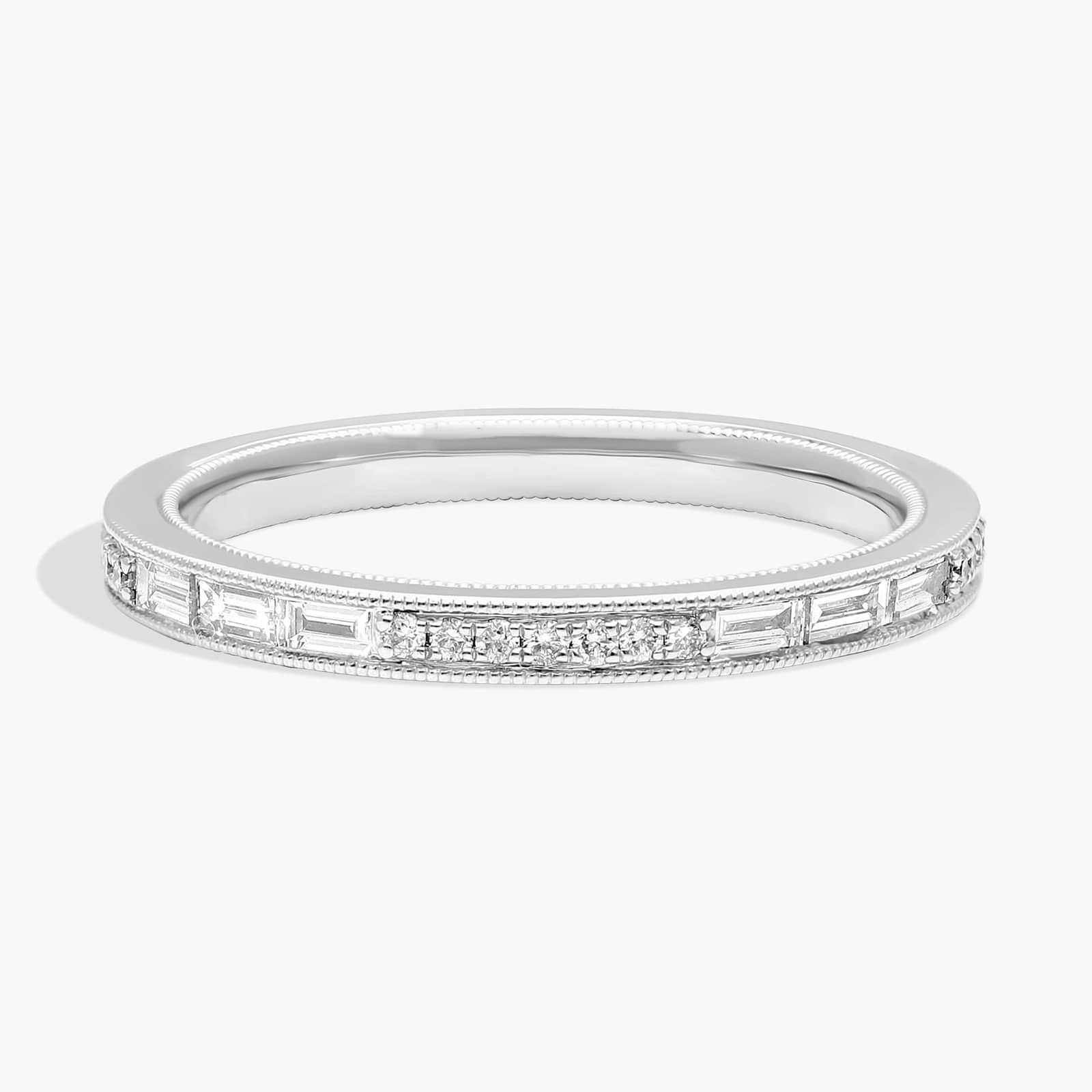 ZAC ZAC POSEN Baguette & Round Diamond Milgrain Edge Eternity Wedding Ring in 14k White Gold (3 mm, 1/2 ct. tw.)