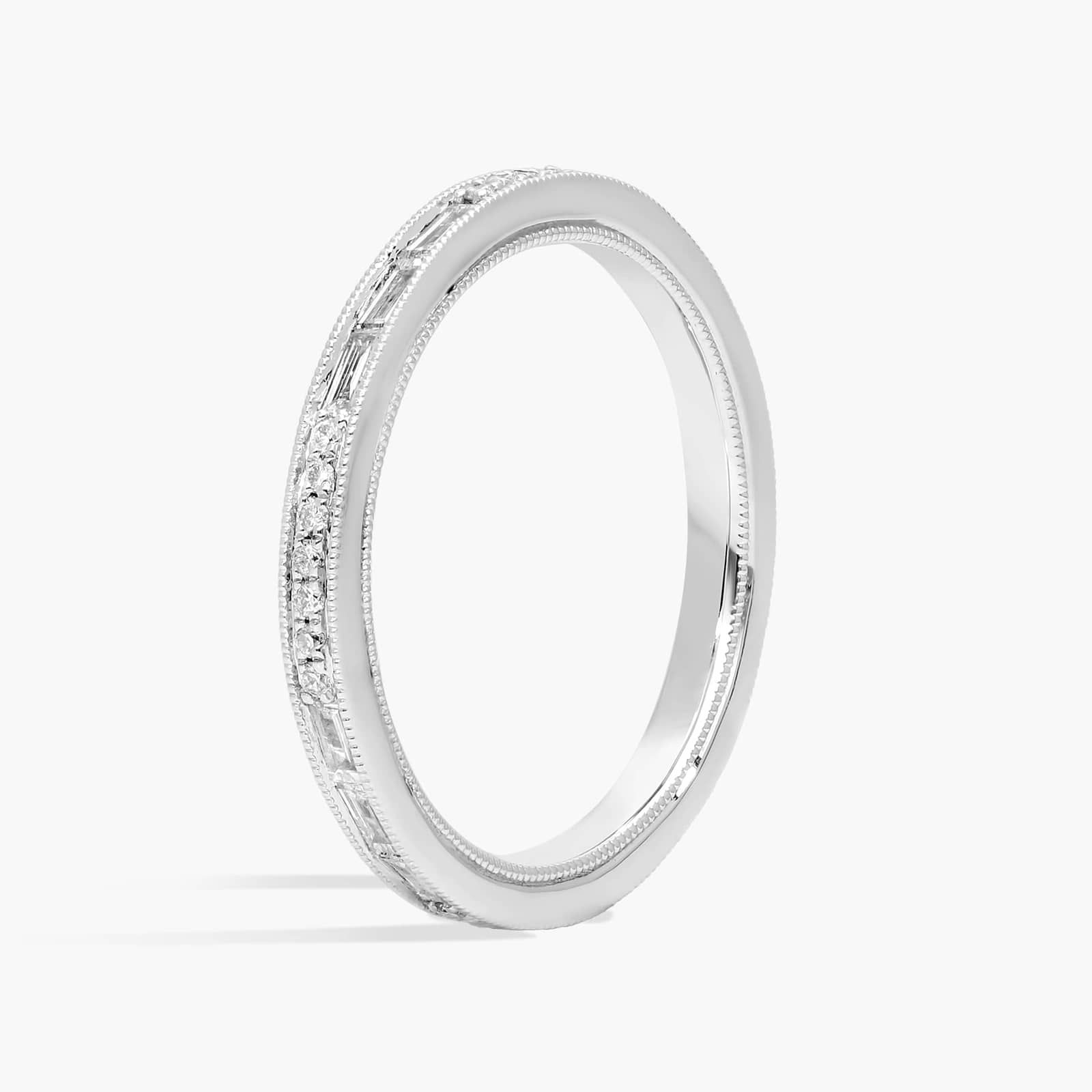 ZAC ZAC POSEN Baguette & Round Diamond Milgrain Edge Eternity Wedding Ring in 14k White Gold (3 mm, 1/2 ct. tw.)