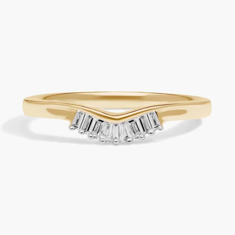 Petite Baguette Diamond Tiara Curved Wedding Ring in 14k Yellow Gold (2 mm, 1/8 ct. tw.) By Zac Zac Posen