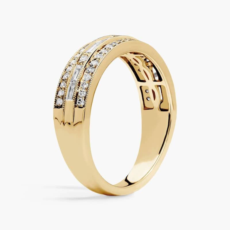 ZAC ZAC POSEN Triple Row East-West Baguette & Pavé Diamond Wedding Ring in 14k Yellow Gold (6 mm, 3/4 ct. tw.)