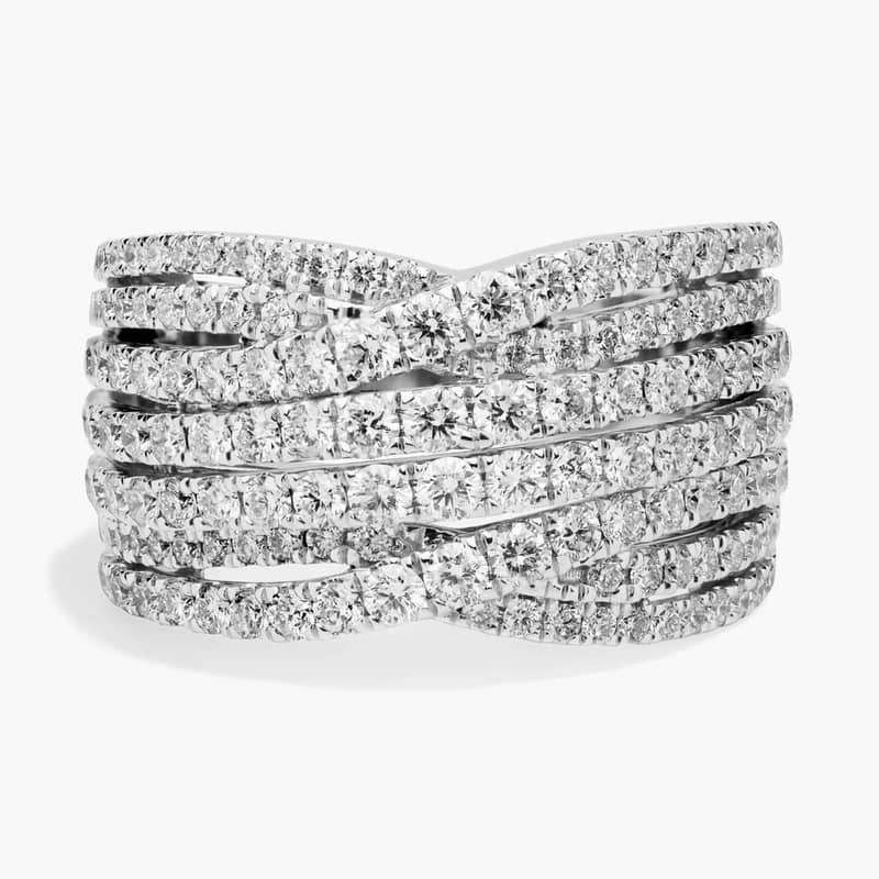 Diamond Alternating Woven Fashion Ring in 14k White Gold (2 ct. tw.)