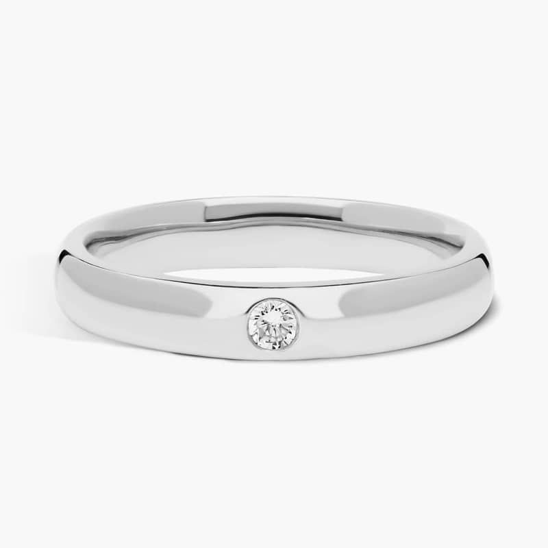 Single Round Diamond Ring in 14k White Gold (3.5 mm, 1/12 ct. tw.) By Zac Zac Posen