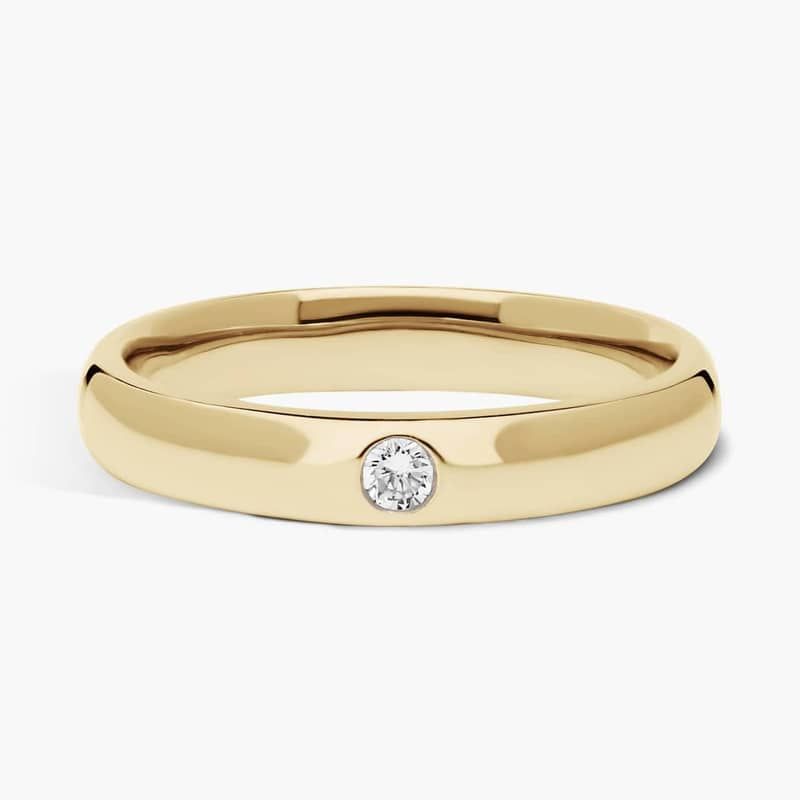 Single Round Diamond Ring in 14k Yellow Gold (3.5 mm, 1/12 ct. tw.) By Zac Zac Posen