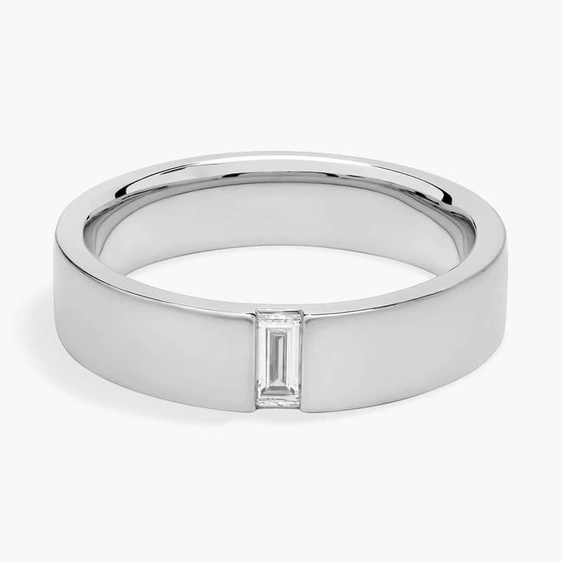 ZAC ZAC POSEN Brushed Finish Baguette Diamond Ring in Platinum (5 mm, 1/6 ct. tw.)