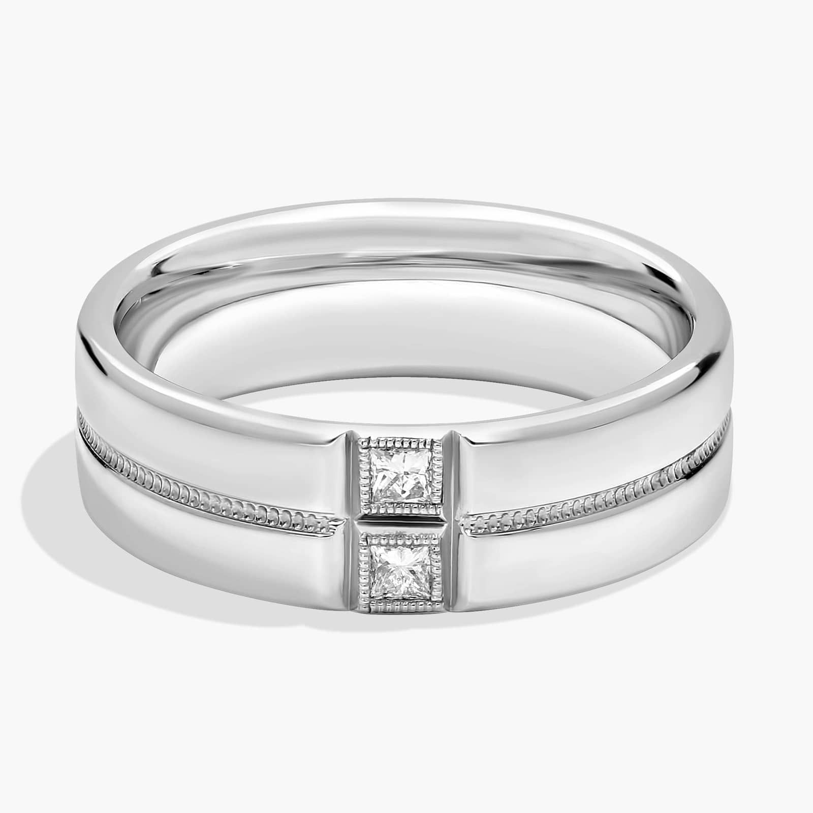 ZAC ZAC POSEN Double Princess Cut Milgrain Diamond Ring in Platinum (6 mm, 1/10 ct. tw.)