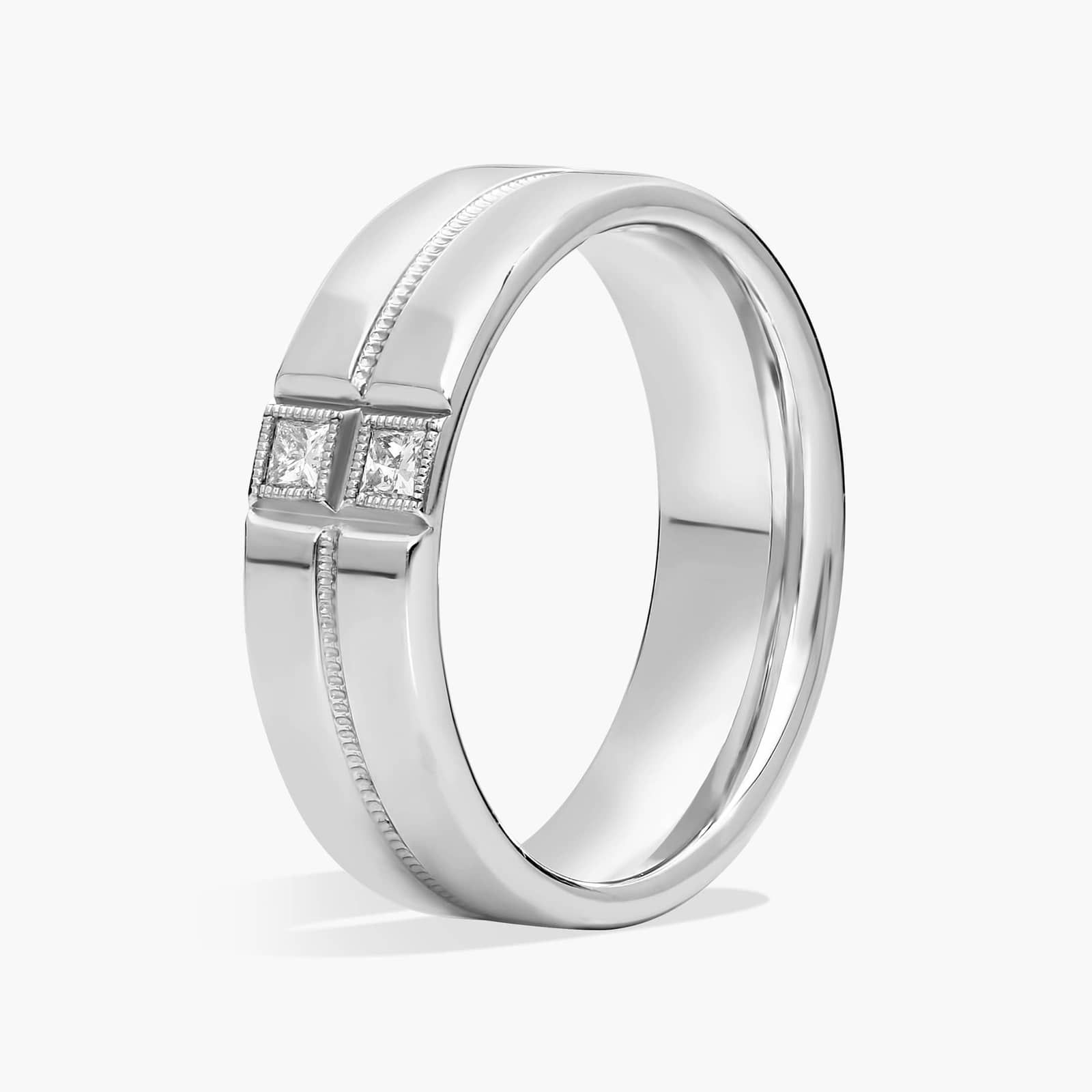 ZAC ZAC POSEN Double Princess Cut Milgrain Diamond Ring in Platinum (6 mm, 1/10 ct. tw.)