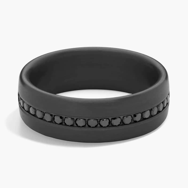 Satin Finish Black Diamond Wedding Ring in Dark Tantalum (7.5 mm, 3/8 ct. tw.)