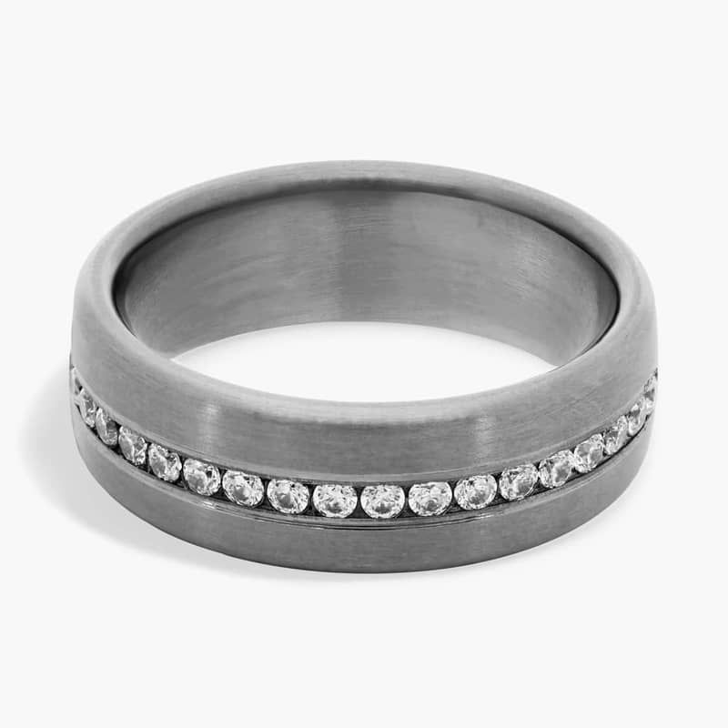 Satin Finish Diamond Wedding Ring in Grey Tantalum (7.5 mm, 3/8 ct. tw.)