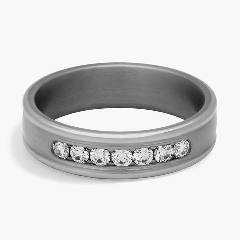 Channel-Set Satin Finish Diamond Ring in Tantalum (6 mm, 3/8 ct. tw.)