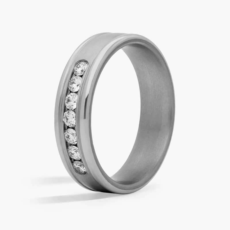 Channel-Set Satin Finish Diamond Ring in Tantalum (6 mm, 3/8 ct. tw.)