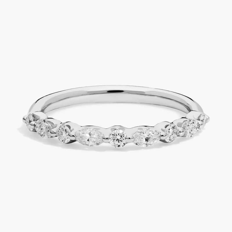 Floating Marquise and Round Anniversary Ring in 14k White Gold (1/2 ct. tw.)