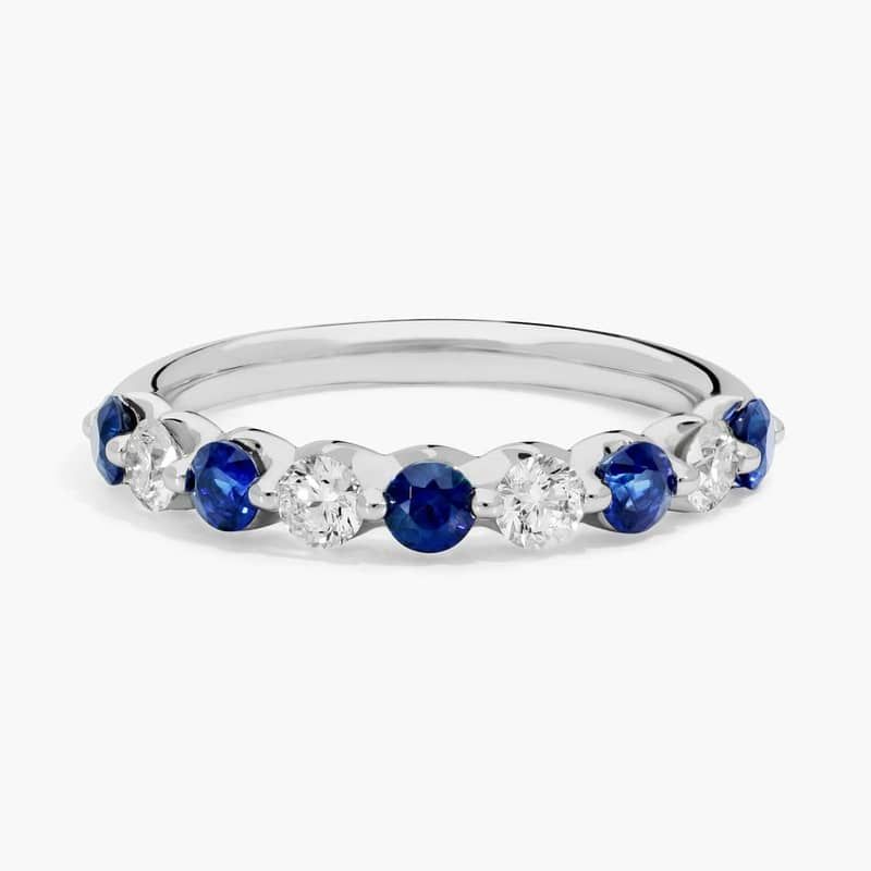 Floating Sapphire and Diamond Anniversary Ring in Platinum (3mm)