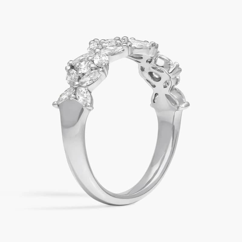 Mixed Marquise and Round Floral Anniversary Ring in 14k White Gold (1 ct. tw.)
