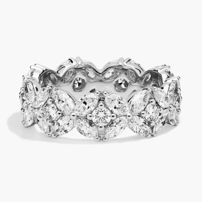 Mixed Marquise and Round Floral Eternity Ring in Platinum (3 ct. tw.)