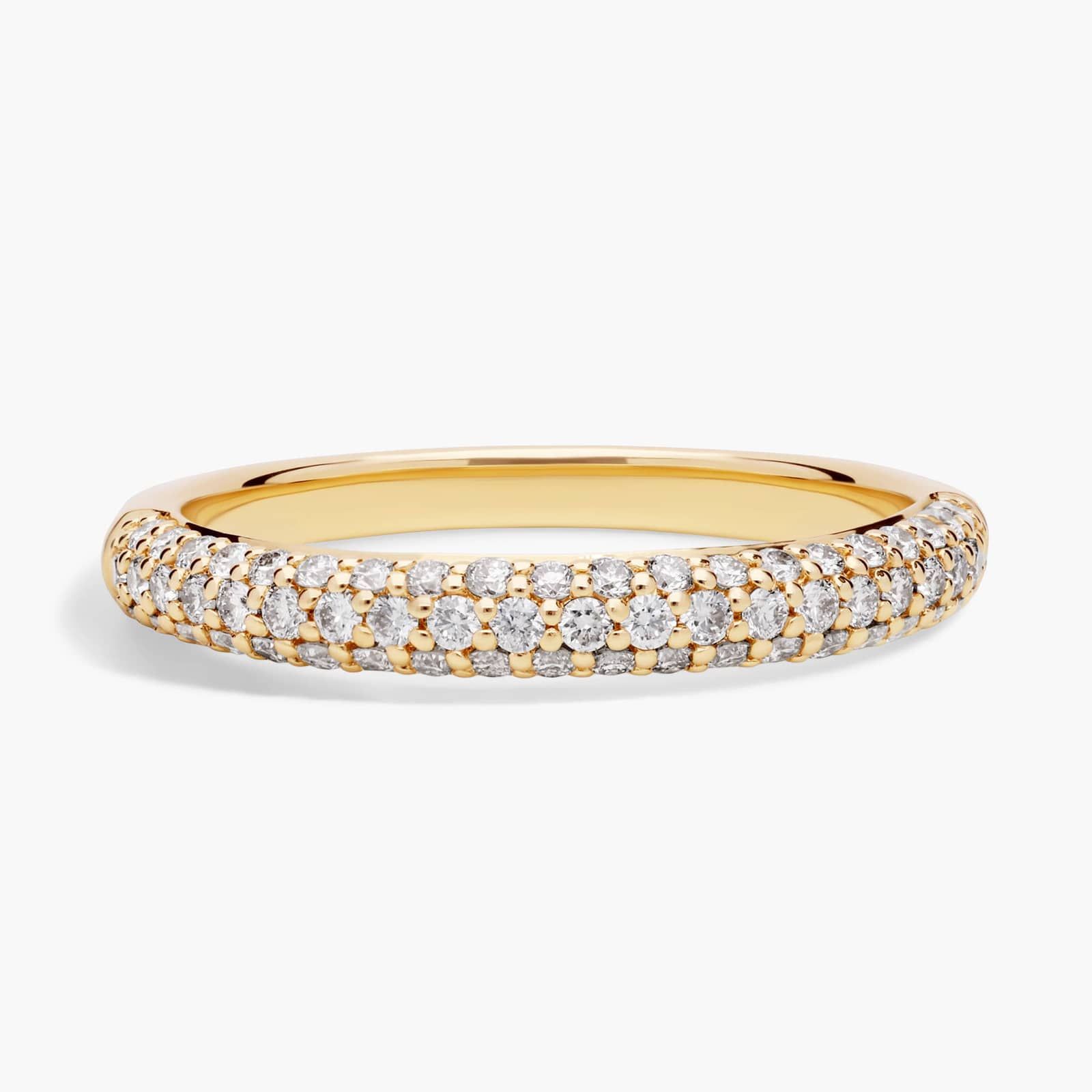 Three Row Dome Pave Anniversary Ring in 14k Yellow Gold 1 2 ct. tw