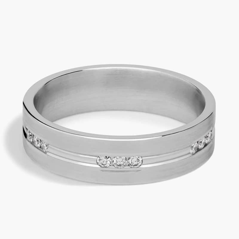 Trio Stationed Channel-Set Diamond Wedding Ring in 14k White Gold (6 mm, 1/3 ct. tw.)