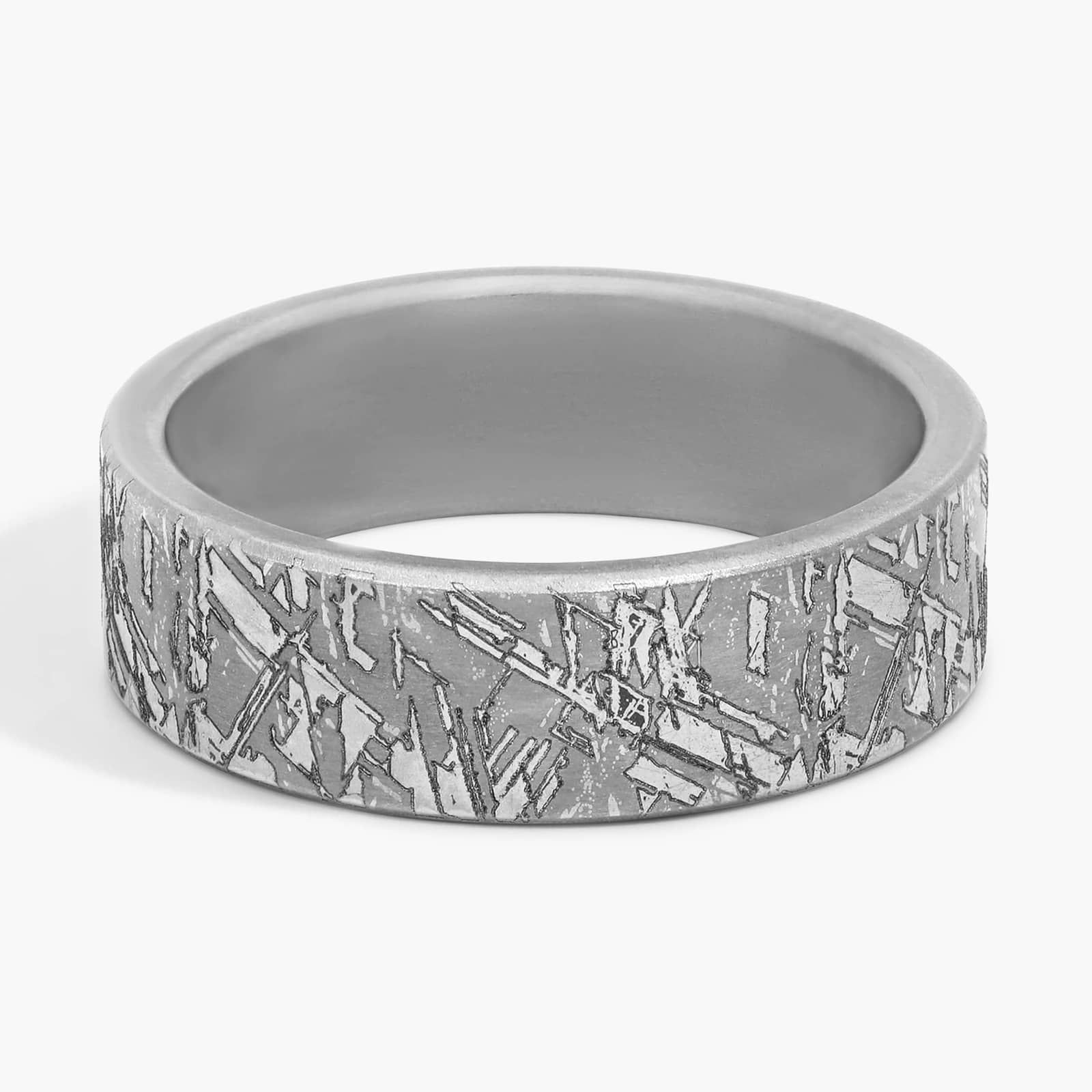 Faux Meteorite Wedding Ring in Grey Tantalum (7mm)