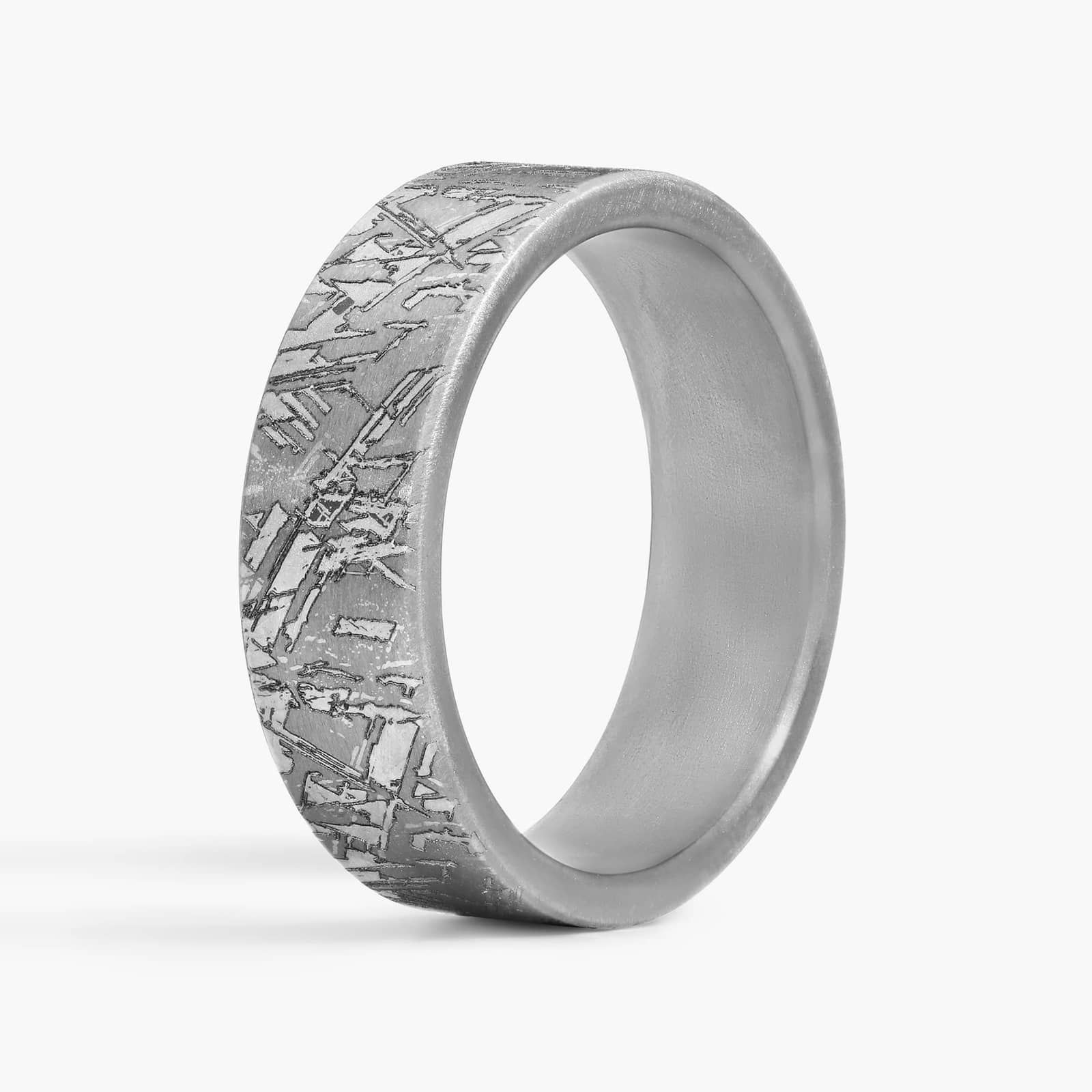 Faux Meteorite Wedding Ring in Grey Tantalum (7mm)