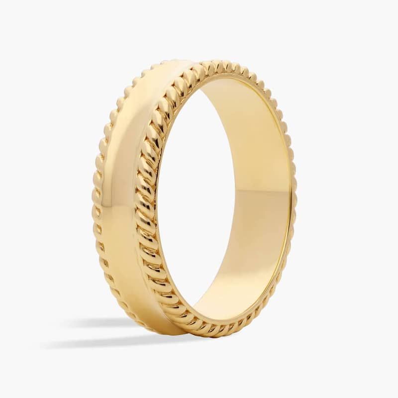 Bella Vaughan Grandeur Rope Wedding Ring in 18k Yellow Gold (6 mm)