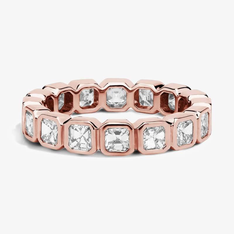 Bezel Asscher Diamond Eternity Ring in 14k Rose Gold (2 1/8 ct. tw.)