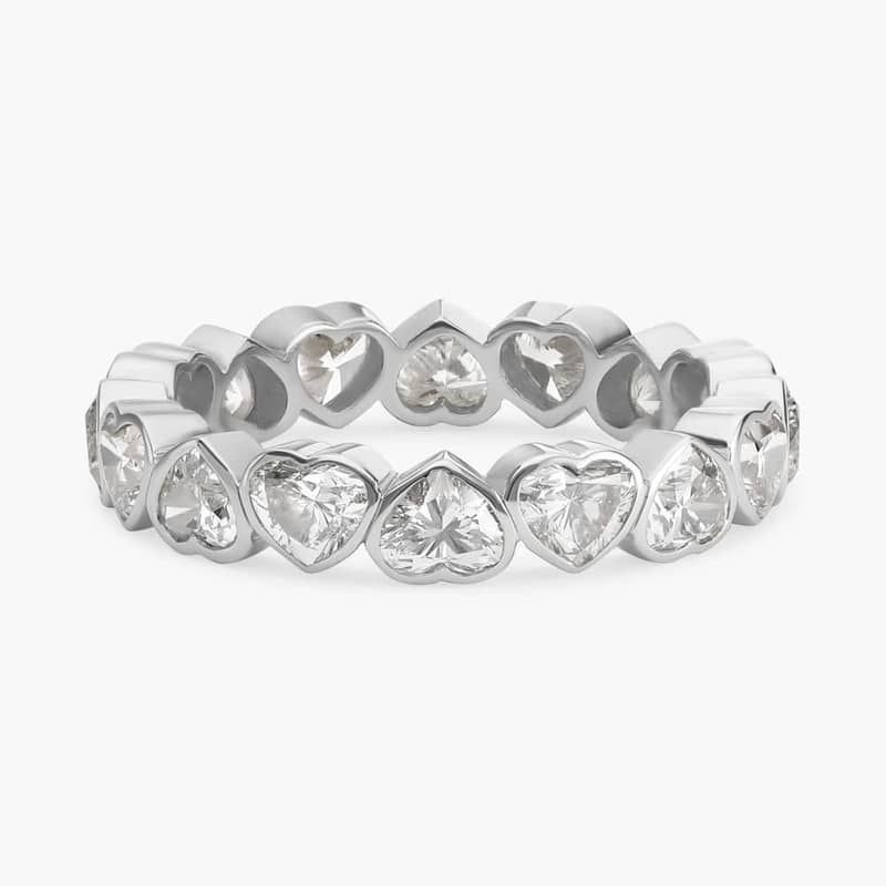 Heart Lab-Grown Diamond Bezel Eternity Ring in 14K White Gold