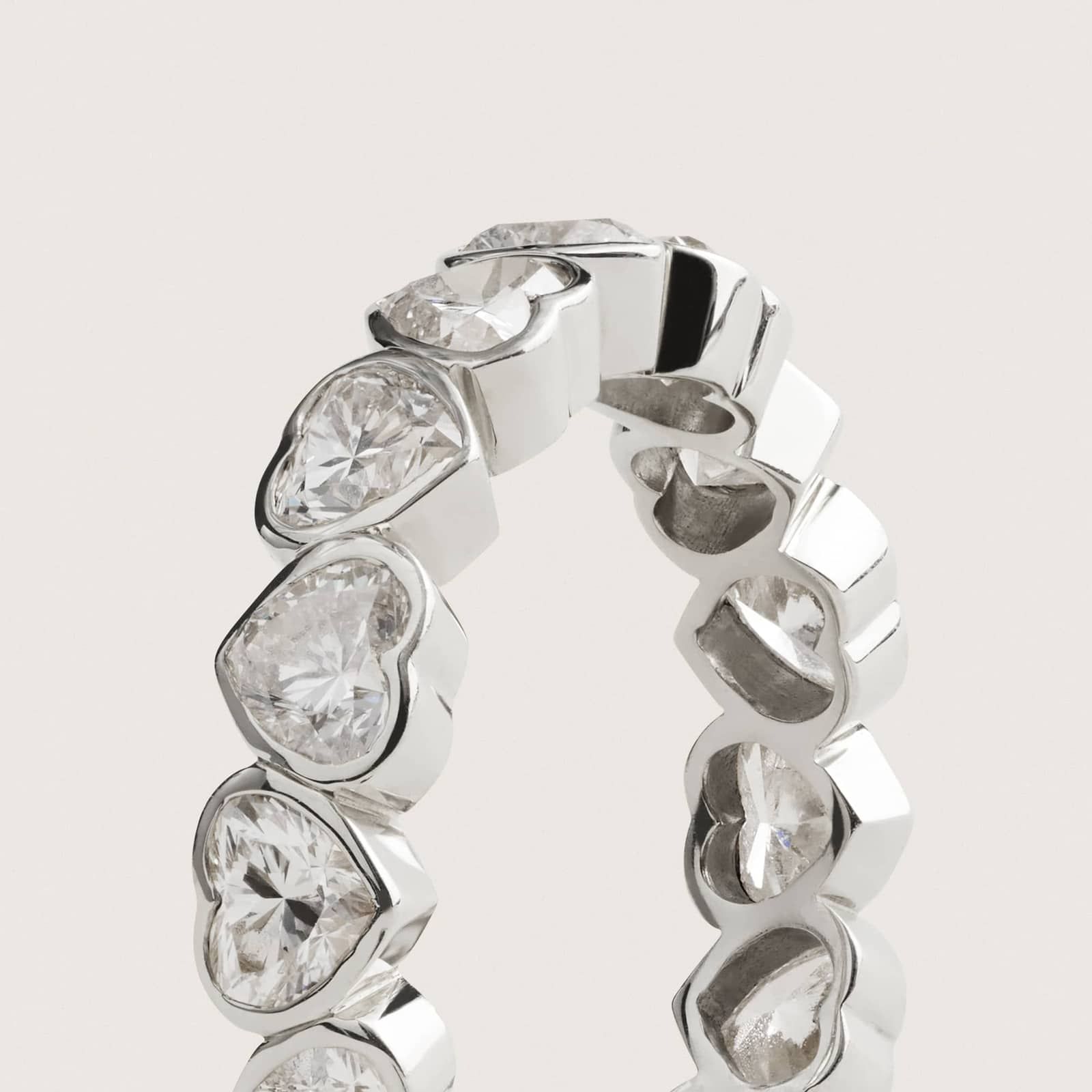 Heart Lab-Grown Diamond Bezel Eternity Ring in 14K White Gold