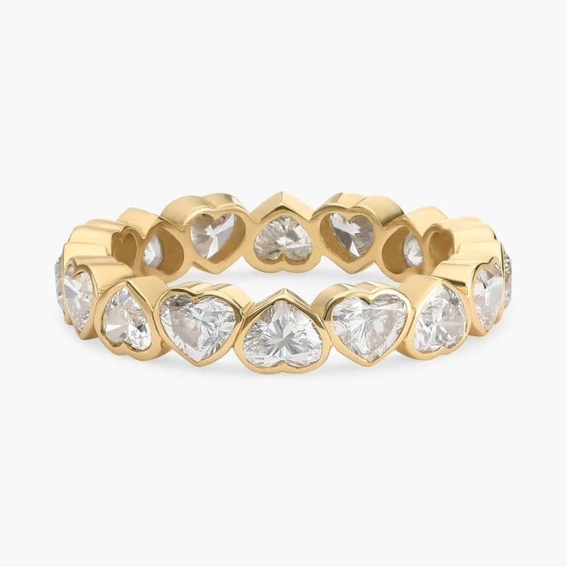 Heart Lab-Grown Diamond Bezel Eternity Ring in 14K Yellow Gold