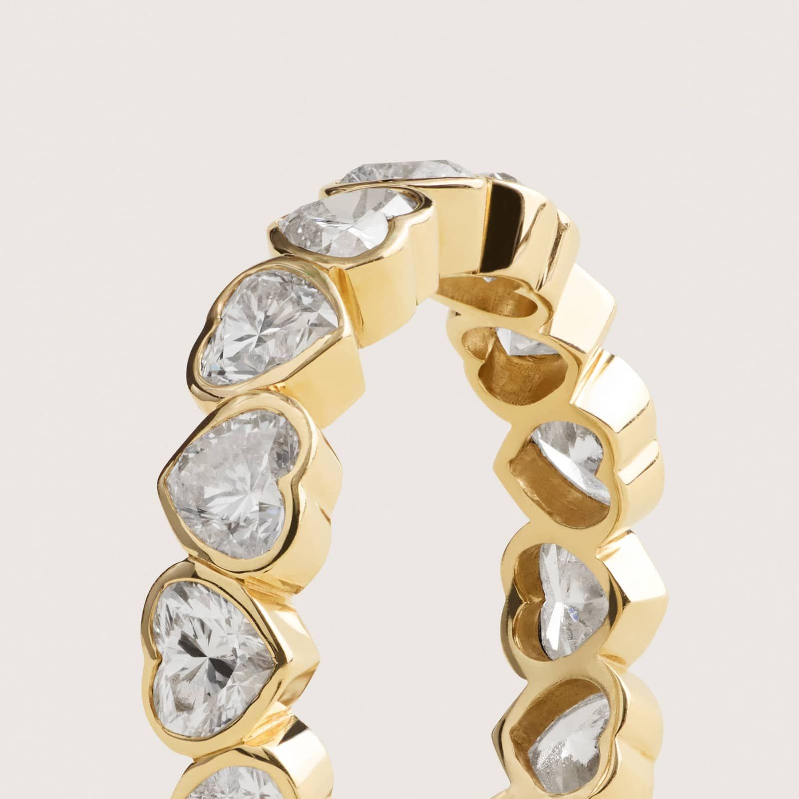 Heart Lab-Grown Diamond Bezel Eternity Ring in 14K Yellow Gold